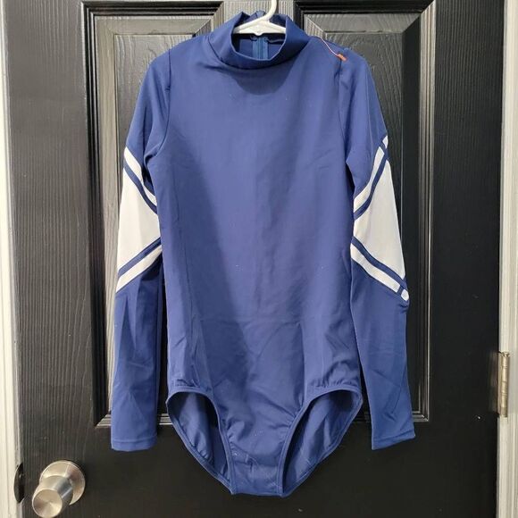 Weissman catalog Balera Child large blue long sleeve zip up back leotard for dan - Picture 1 of 9
